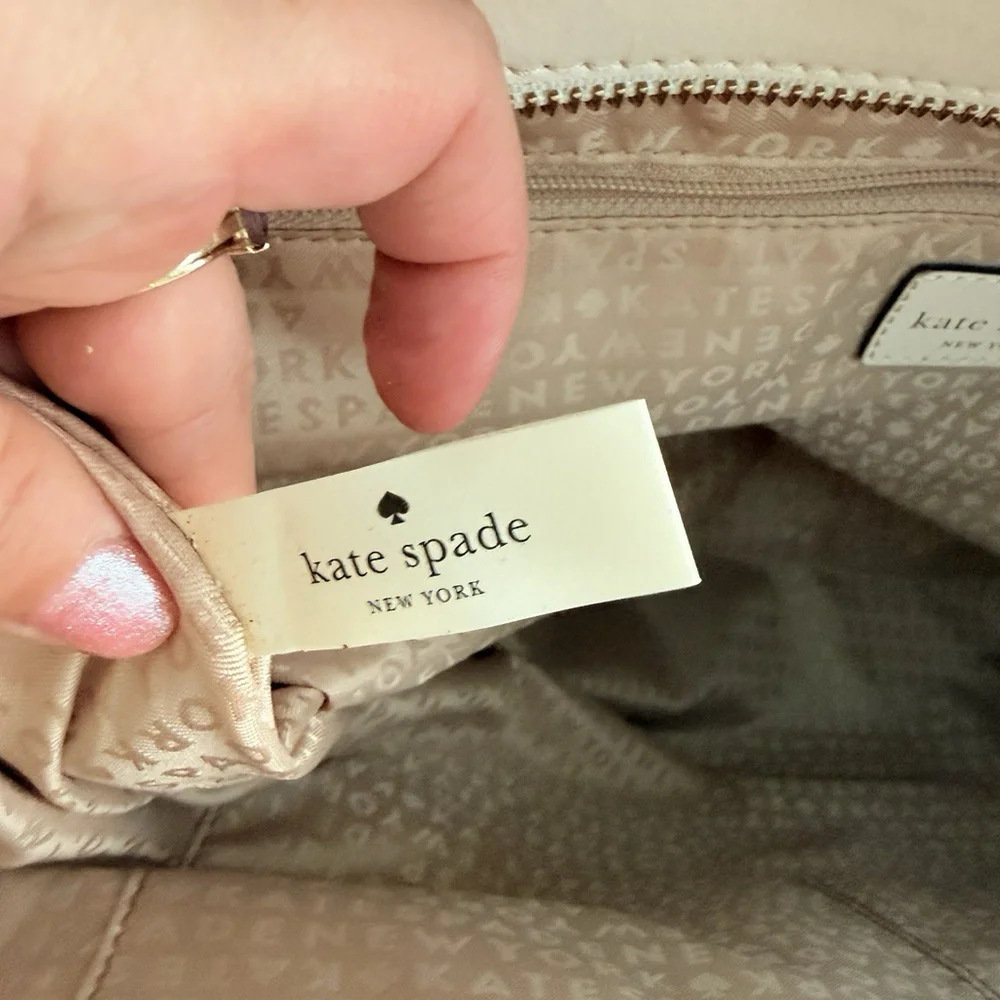 Kate Spade Zip Top Leather Tote White Large